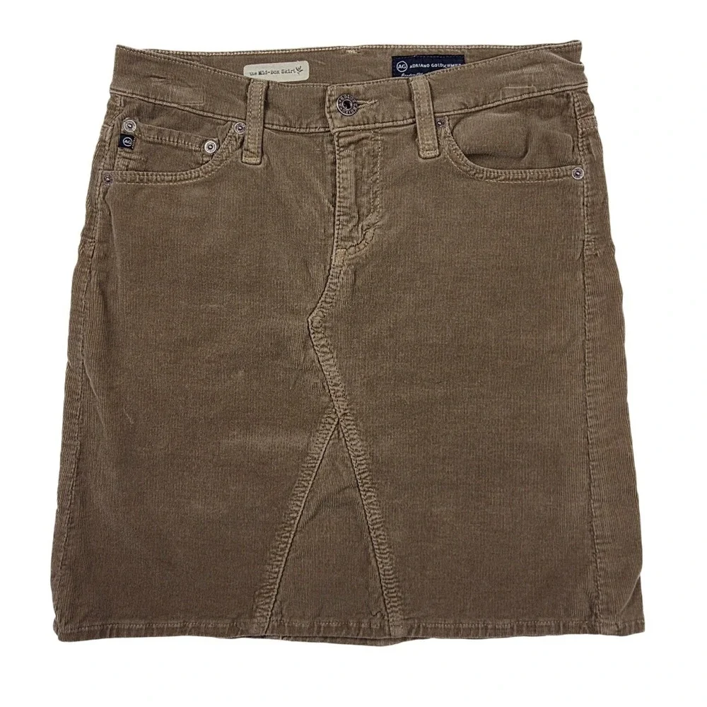 Adriano Goldschmied USA Made Brown Corduroy The Mid Box Skirt Women's Size 27x18